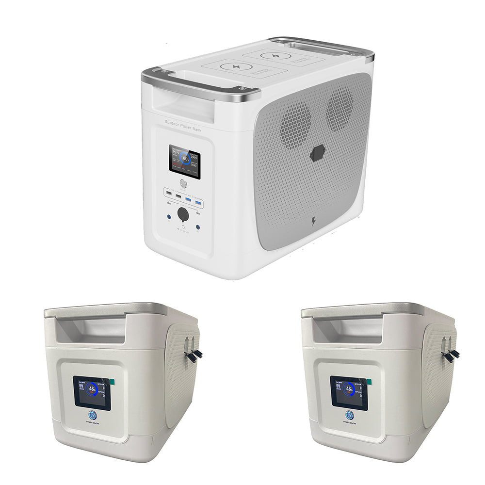 OFFOF Portable Power Station Plus Machine 2000W Machine 2048Wh(640000mAh) Capacity LiFePO4 Battery 2000+ Cycles Times, Use with Main Machine, Outdoor power, RV power supply