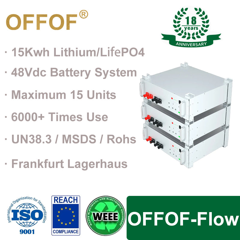 OFFOF 5.3Kwh Solar Storage PV Battery,LifePO4 Lithium Battery, 48v 200Ah 10kwh Battery Wall Mouted Lithium Battery Lifepo4 48v 51.2v 100Ah