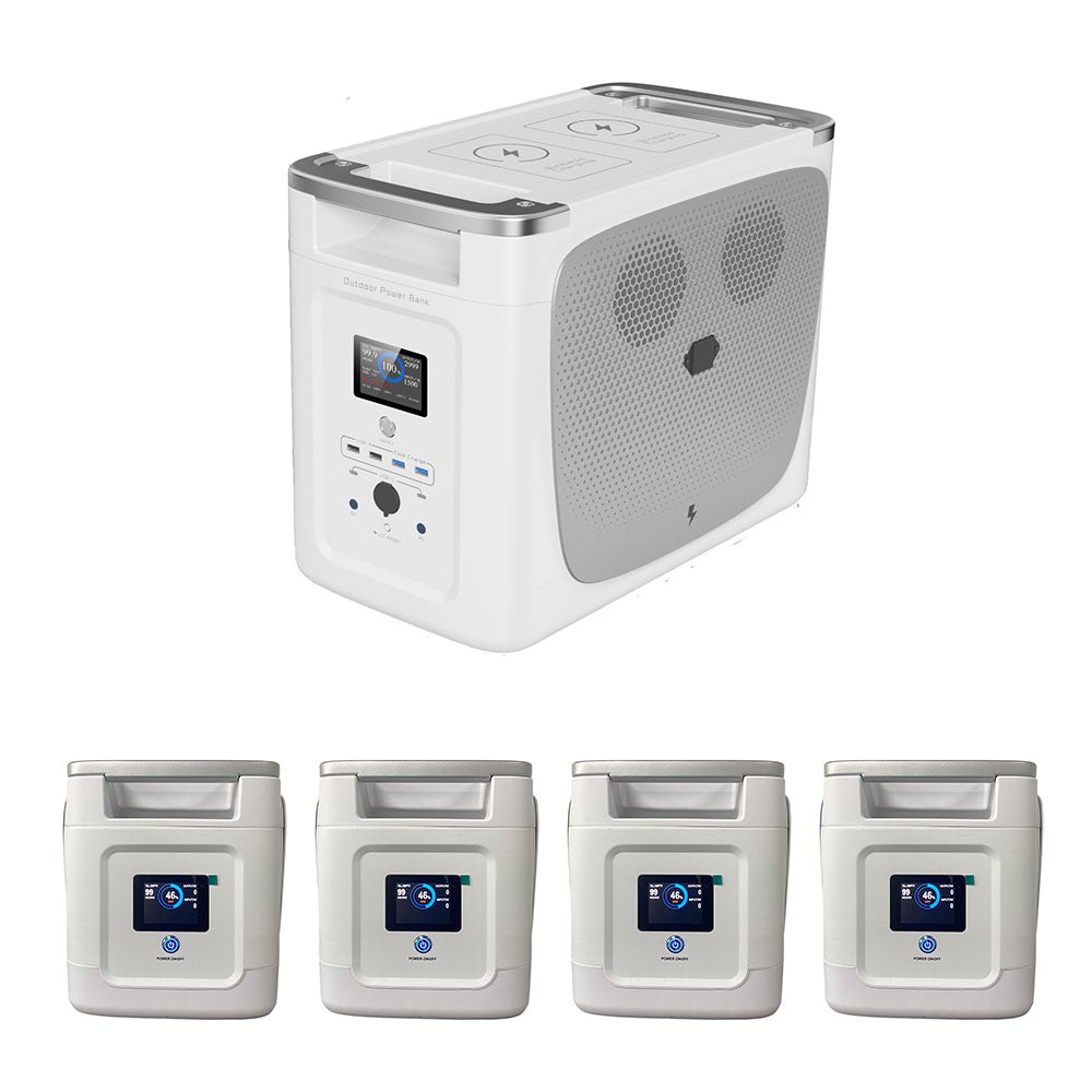 OFFOF Portable Power Station Plus Machine 2000W Machine 2048Wh(640000mAh) Capacity LiFePO4 Battery 2000+ Cycles Times, Use with Main Machine, Outdoor power, RV power supply