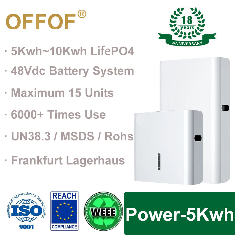 OFFOF 51.2V 100Ah 5Kwh solar storage wall-mounted 48V brand new LifePO4 lithium battery