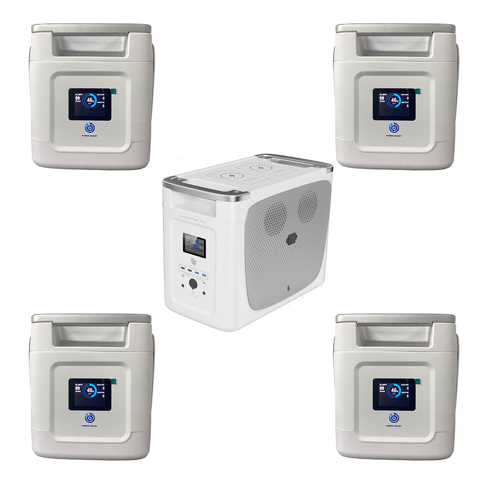 OFFOF Portable Power Station Plus Machine 2000W Machine 2048Wh(640000mAh) Capacity LiFePO4 Battery 2000+ Cycles Times, Use with Main Machine, Outdoor power, RV power supply