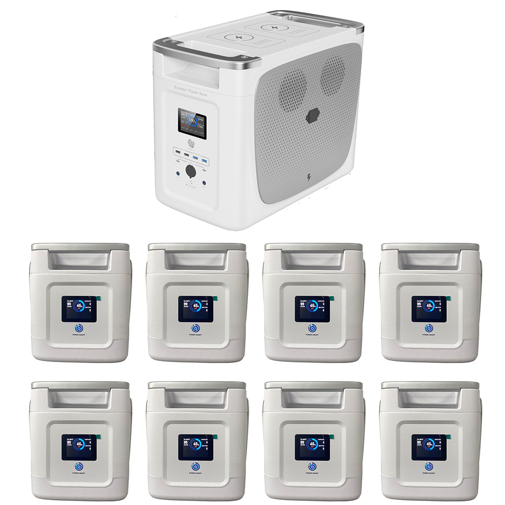 OFFOF Portable Power Station Plus Machine 2000W Machine 2048Wh(640000mAh) Capacity LiFePO4 Battery 2000+ Cycles Times, Use with Main Machine, Outdoor power, RV power supply