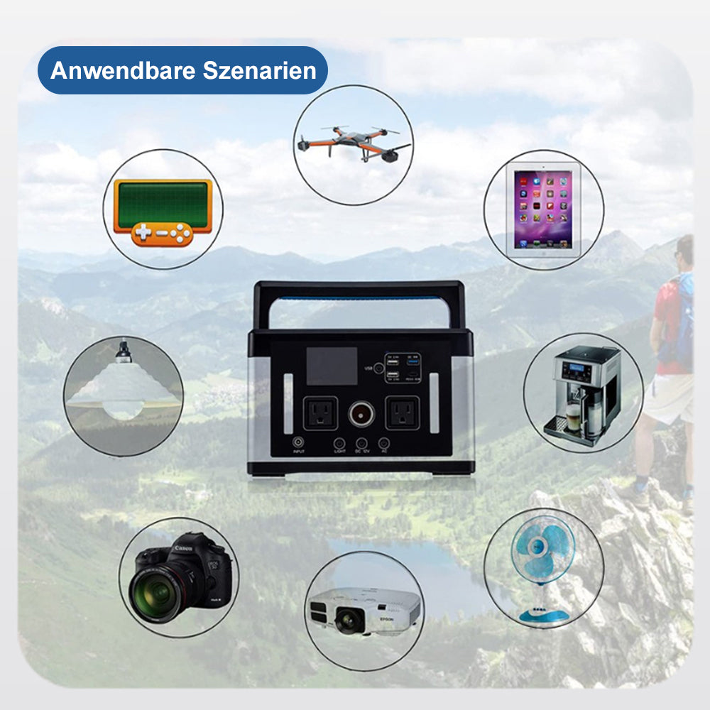 OFFOF 700W Protable Power Station 577Wh Max Load 1000W, AC Charging, Car Charging. Solar charging, three USB ports, suitable for outdoor work, outdoor camping, fishing, car power generation.