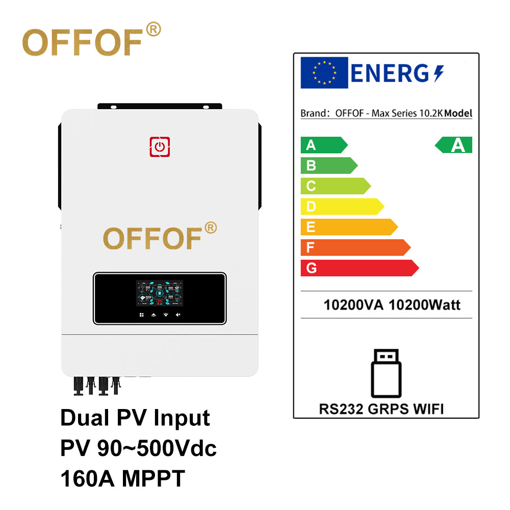 8200Watt Solar Inverter Hybrid System OFF-Grid Pure Sine Wave 160A MPPT 48Vdc BMS Battery System 120V~500V PV Range