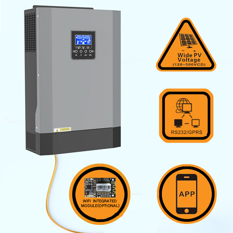 Solar Inverter MPPT 3500W-5500W 48vdc 230Vac Off Grid Hybrid Solar Inverter With Inbuilt 110A MPPT Solar Controller Without Battery Functions WIFI