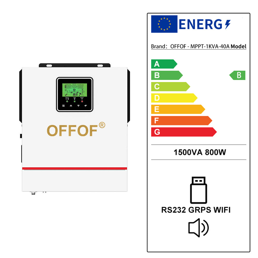 2.4KVA 1500Watt MPPT Solar Inverter Hybrid Inverter OFF-Grid System 24Vdc Battery System 20V~150V PV Input 40A MPPT Solar System