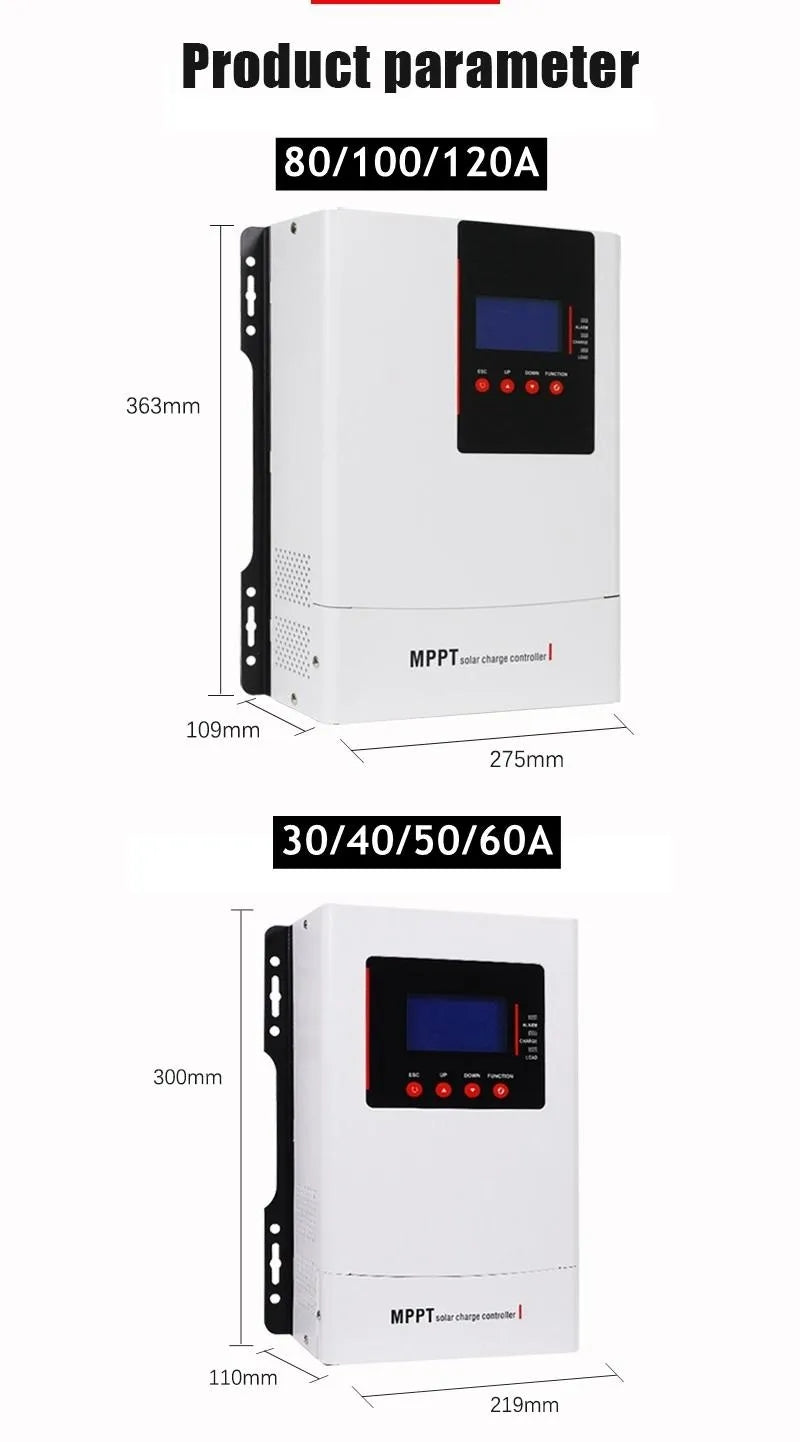 OFFOF MPPT-T Solar Charge Controller Max Power Point Tracking 12V/24v/36v/48v Auto 80A-100A Solar System 96V Solar Input