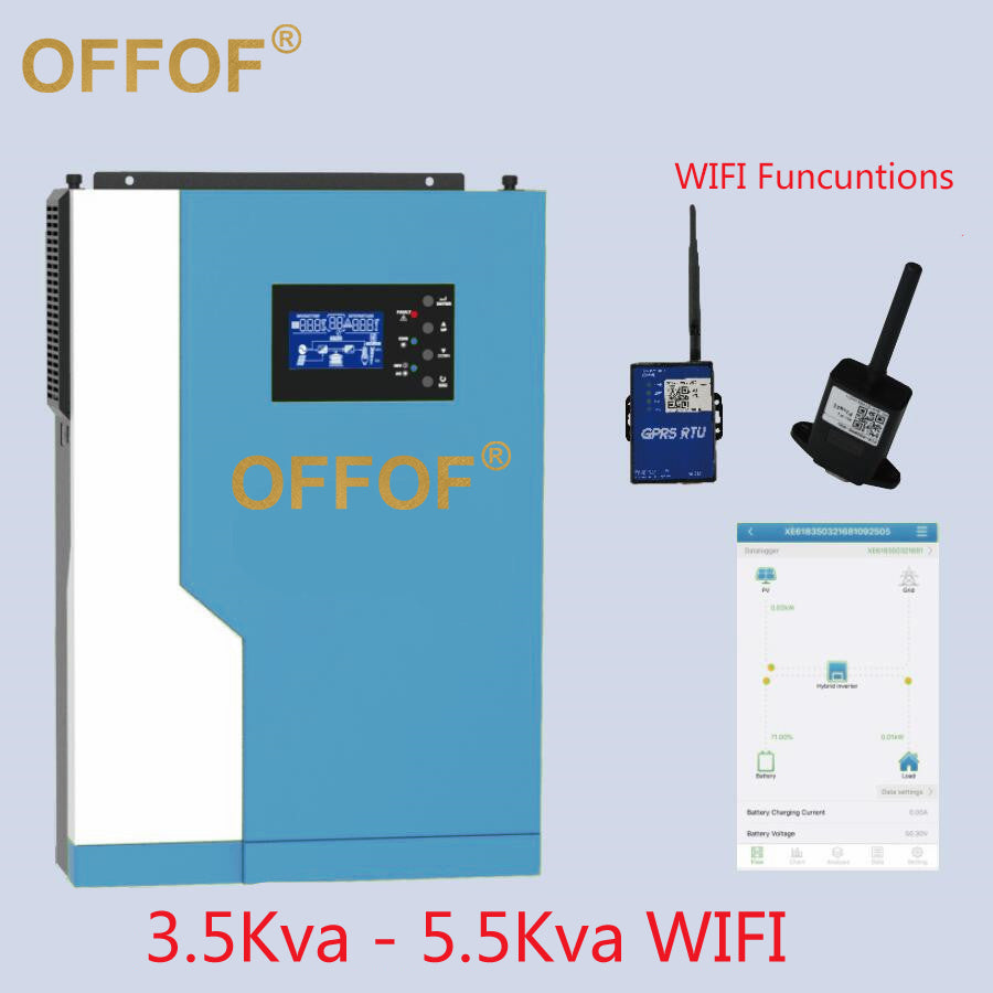 5.5Kva 5500Watt Solar Inverter OFF-Grid System 48Vdc Battery Pure Sine Wave 230Vac Output 100A MPPT Solar Charge