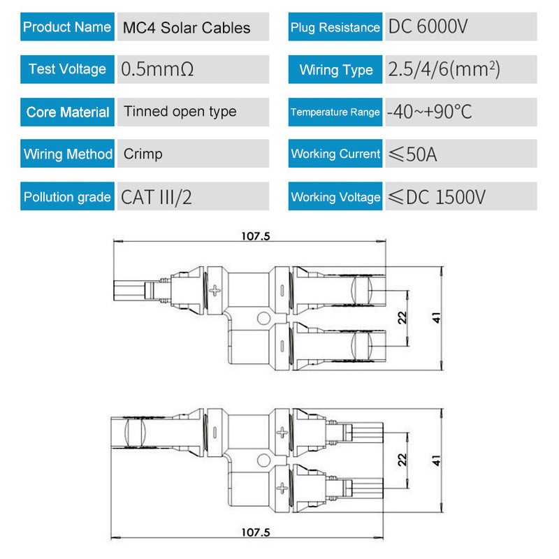 Y T Solar Plug PV Kables Distributor Socket Coupler Fuse PV For MC4 Pair IP67 Waterproof 30A Solar Cable 4mm² 6mm² Solar Panel