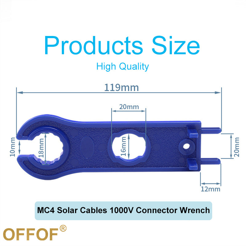 1 Pair 2PCS MC-4 Solar Connector Tools for Spanner Wrench PV Panel Wire Connect, Solar Cables 1000V~1500V Blue And Black