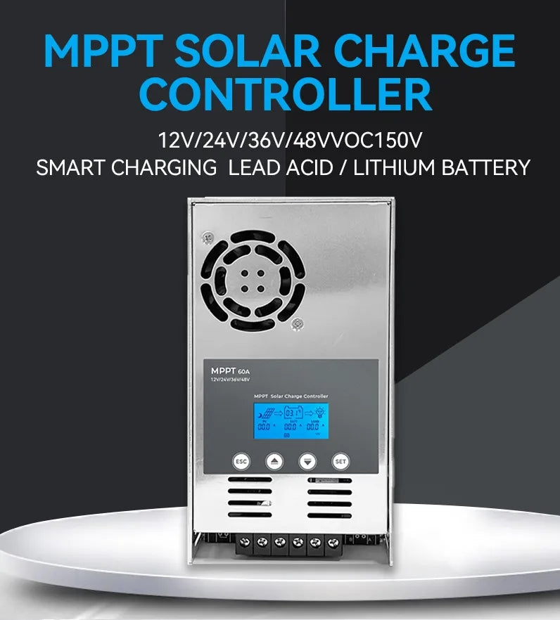 MPPT 30A 40A 50A 60A Solar Charge Controller 2800Watt PV Panels RS232/RS485 Solar System Controller 12V/24V/36V/48Vdc Battery System