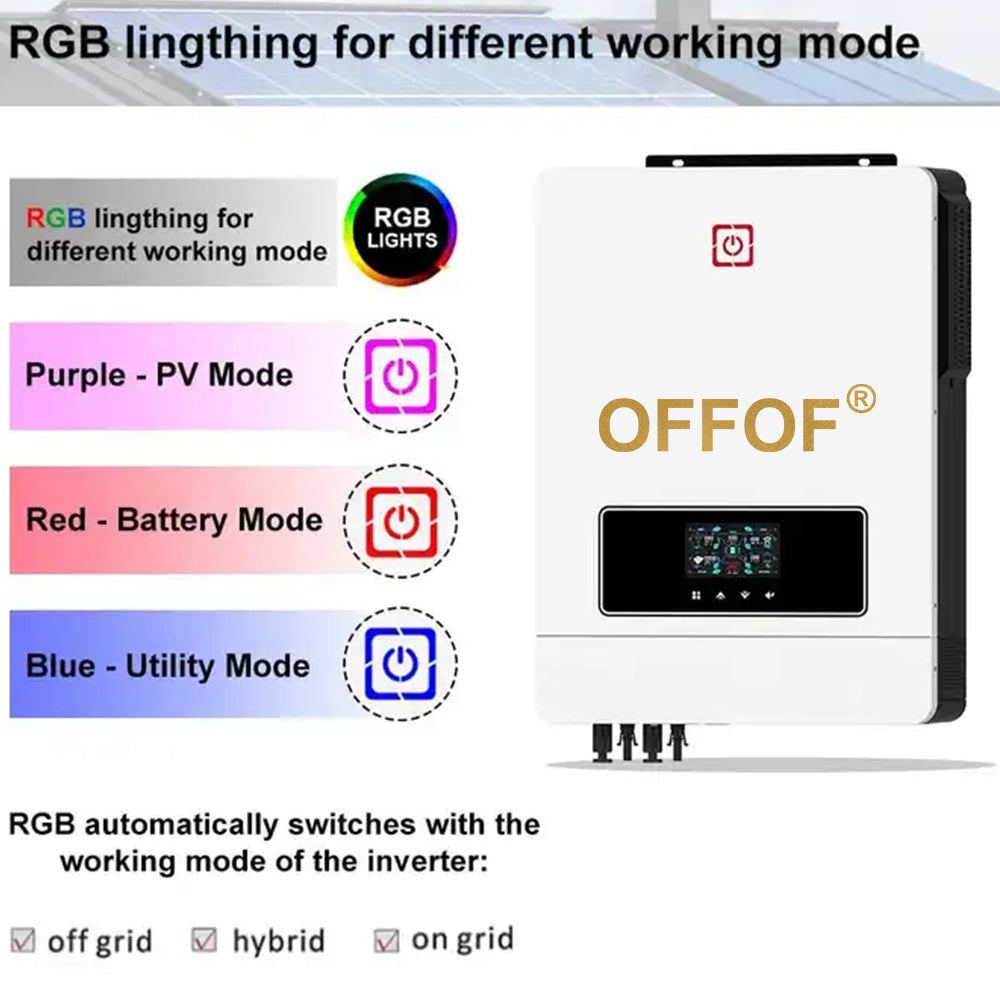 8200Watt Solar Inverter Hybrid System OFF-Grid Pure Sine Wave 160A MPPT 48Vdc BMS Battery System 120V~500V PV Range