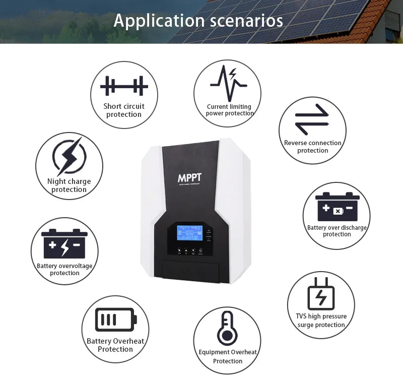 MPPT-Max Solar Charge Controller 12V/24V/48V Auto  40A/60A/80A/100A/120A For All Battery Type WIFI Controller